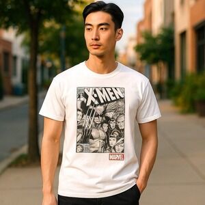 Marvel X-Men Wolverine Comic Cover‎ T-Shirt Men's Medium White Graphic Tee